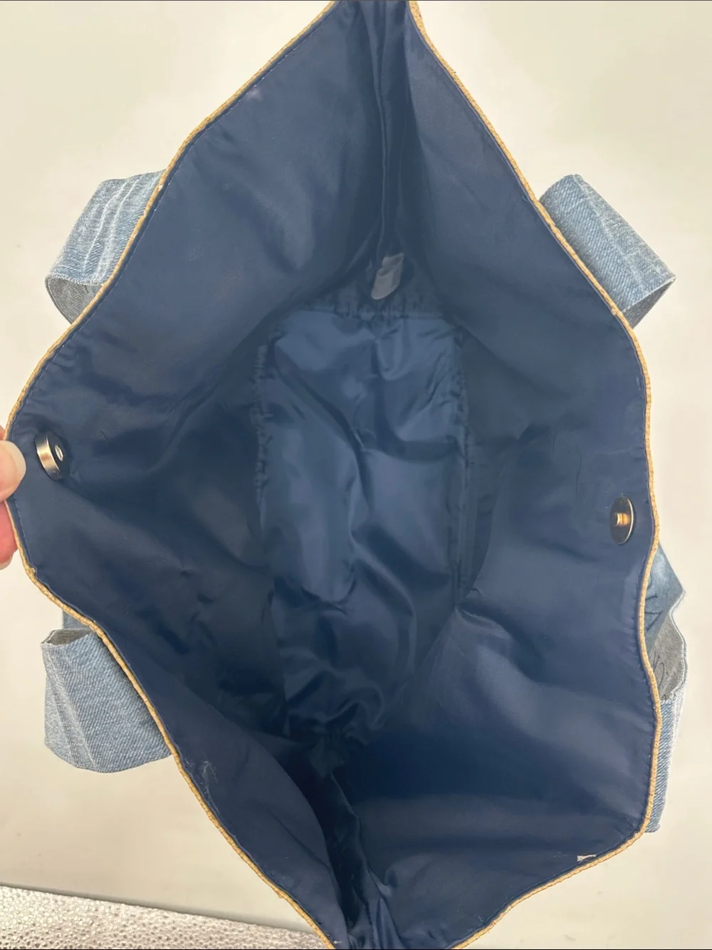 Victoria's Secret Natural Straw Tote with Denim Blue Straps